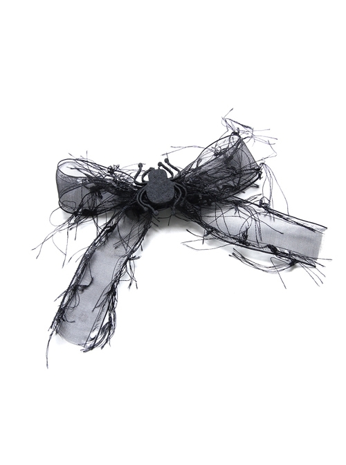 Fashion Personality Retro Halloween Black Spider Bow Tassel Adult Female Hairpin