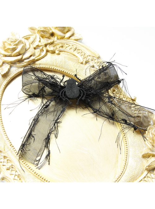 Fashion Personality Retro Halloween Black Spider Bow Tassel Adult Female Hairpin