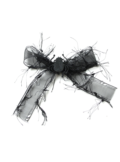 Fashion Personality Retro Halloween Black Spider Bow Tassel Adult Female Hairpin