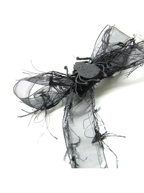 Fashion Personality Retro Halloween Black Spider Bow Tassel Adult Female Hairpin