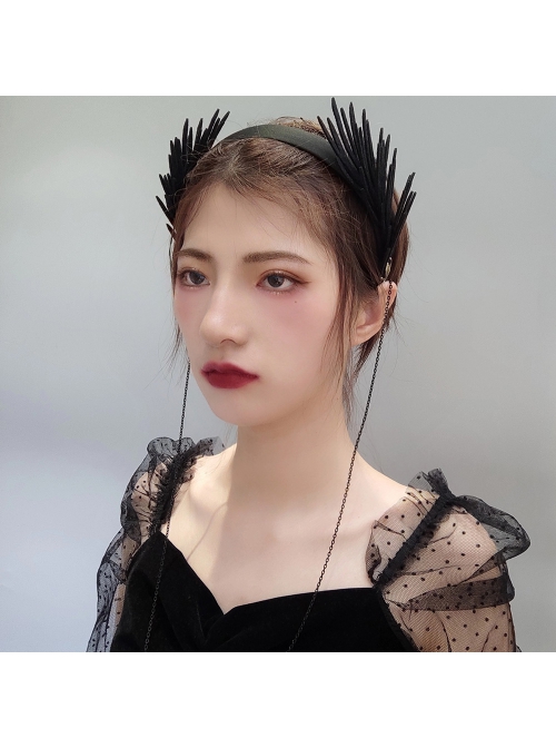 Halloween Retro Fashion Black Wings Tassel Spider Gothic Holiday Female Headband