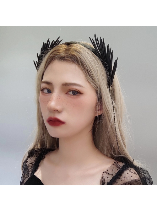Halloween Retro Fashion Black Wings Tassel Spider Gothic Holiday Female Headband