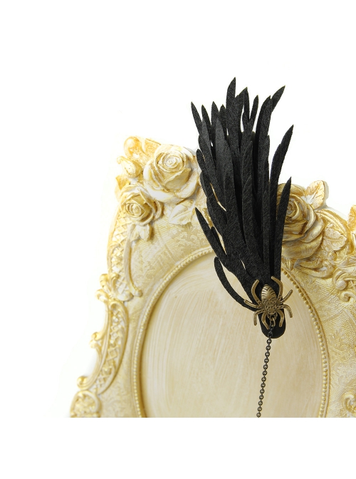 Halloween Retro Fashion Black Wings Tassel Spider Gothic Holiday Female Headband