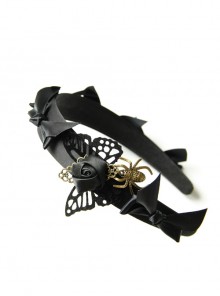 Halloween Gothic Retro Fashion Black Rose Bow Spider Funny Butterfly Holiday Female Headband