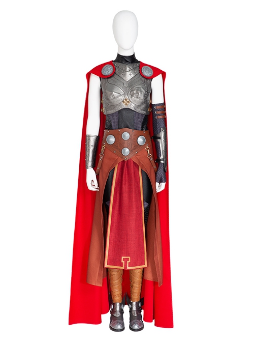 Thor Female Thor Jane Foster Battle Suit Halloween Cosplay Costume Silver Breastplate