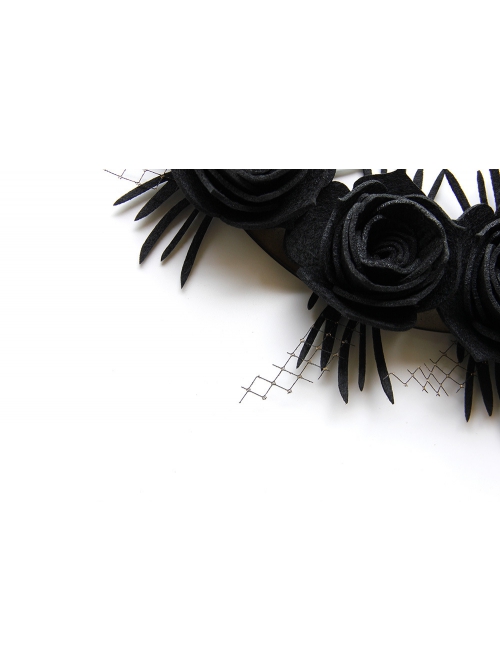 Retro Fashion Halloween Black Rose Flower Mesh Garland Door Hanger Wall Hanging