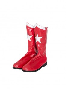 Stargirl Starman Battle Suit Halloween Cosplay Costume Accessories Red Boots