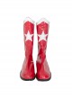 Stargirl Starman Battle Suit Halloween Cosplay Costume Accessories Red Boots