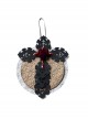 Halloween Black Cross Gauze Red Rose Flower Garland Horror Party Wall Hanging