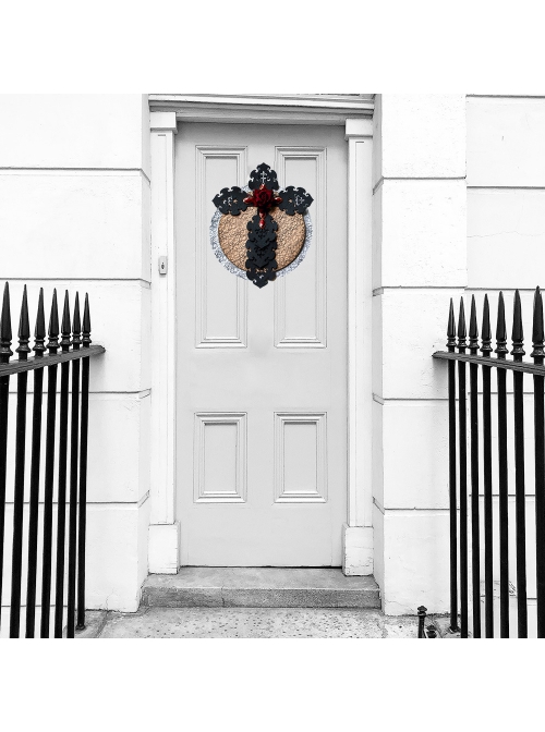 Halloween Black Cross Gauze Red Rose Flower Garland Horror Party Wall Hanging