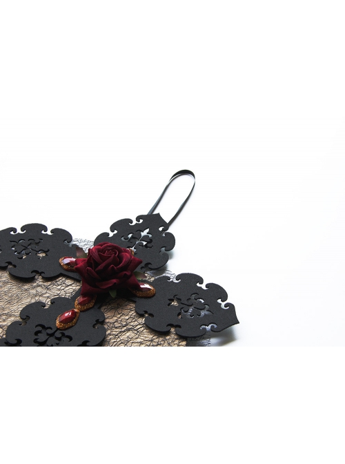 Halloween Black Cross Gauze Red Rose Flower Garland Horror Party Wall Hanging