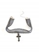 Gothic Punk Retro Fashion Dark Style Black Girdle Cross Female Choker