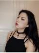 Gothic Punk Retro Fashion Dark Style Black Girdle Cross Female Choker