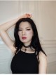 Gothic Punk Retro Fashion Dark Style Black Girdle Cross Female Choker