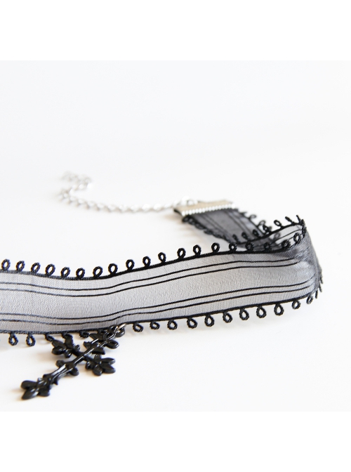 Gothic Punk Retro Fashion Dark Style Black Girdle Cross Female Choker