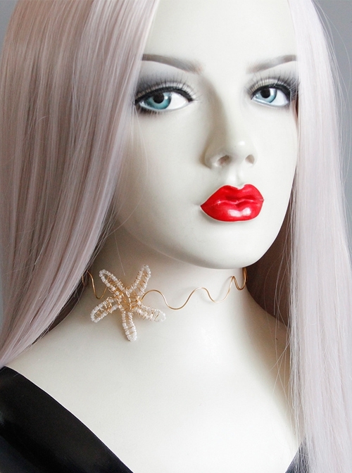 Fashion Personality Mermaid Party Masquerade Music Festival Lolita Starfish Queen Gold Choker