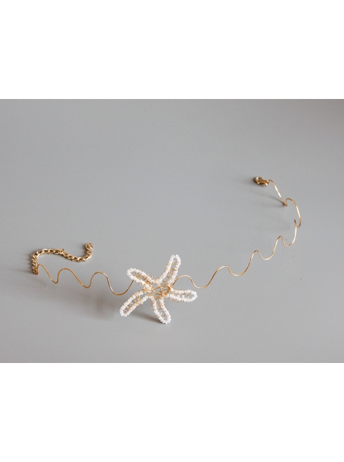 Fashion Personality Mermaid Party Masquerade Music Festival Lolita Starfish Queen Gold Choker