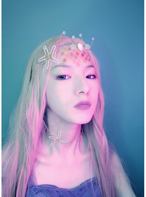 Fashion Personality Mermaid Party Masquerade Music Festival Lolita Starfish Queen Gold Choker