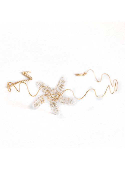 Fashion Personality Mermaid Party Masquerade Music Festival Lolita Starfish Queen Gold Choker
