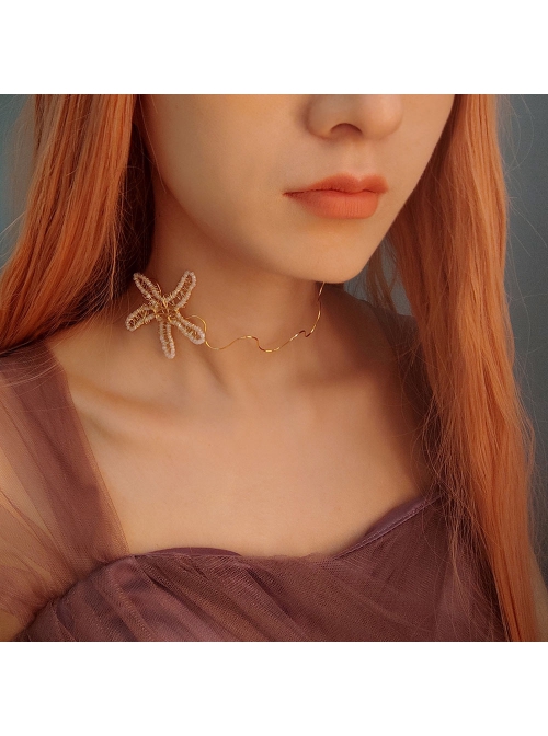 Fashion Personality Mermaid Party Masquerade Music Festival Lolita Starfish Queen Gold Choker