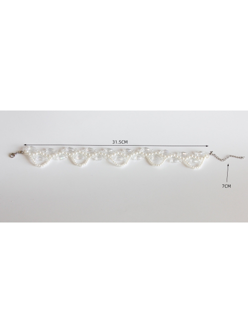 Fashion Baroque White Imitation Pearl Crystal Beaded Bridal Short Necklace