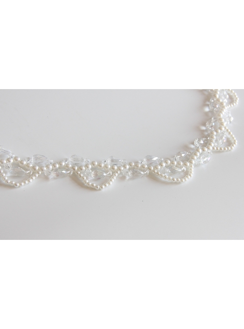 Fashion Baroque White Imitation Pearl Crystal Beaded Bridal Short Necklace