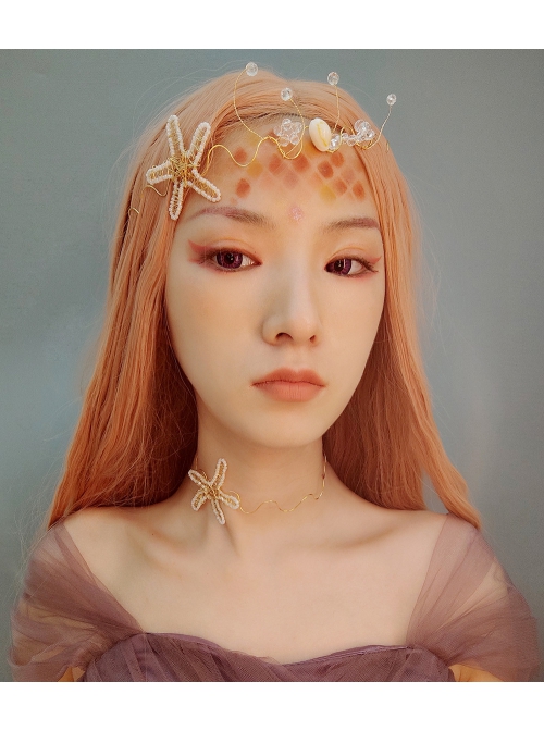 Beach Wedding Bride Starfish White Crystal Mermaid Crown Prom Female Golden Hairband