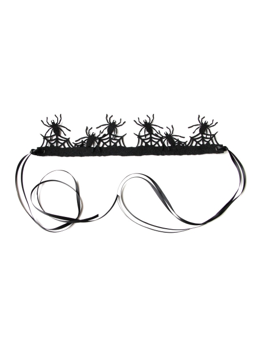 Fashion Retro Personality Black Horror Spider Crown Birthday Halloween Female Hairband