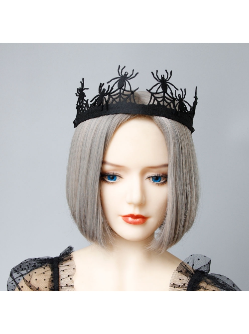 Fashion Retro Personality Black Horror Spider Crown Birthday Halloween Female Hairband