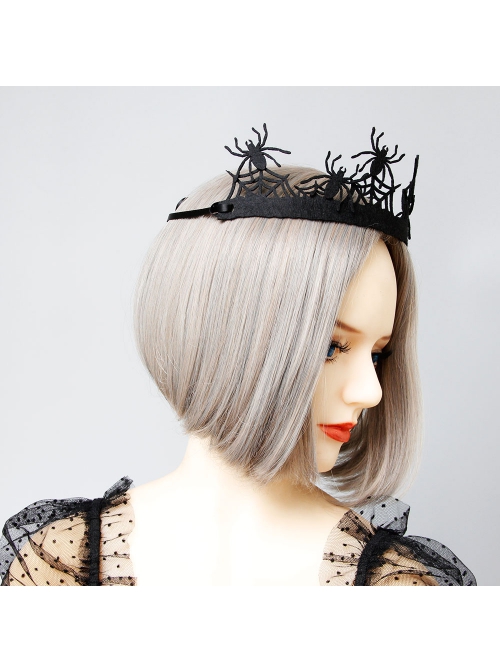 Fashion Retro Personality Black Horror Spider Crown Birthday Halloween Female Hairband
