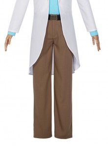 Rick And Morty Rick White Outerwear Suit Halloween Cosplay Costume Brown Pants