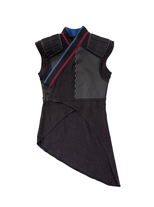 Shang-Chi And The Legend Of The Ten Rings Wen Wu Black Battle Suit Halloween Cosplay Costume Black Sleeveless Outerwear