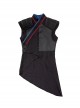 Shang-Chi And The Legend Of The Ten Rings Wen Wu Black Battle Suit Halloween Cosplay Costume Black Sleeveless Outerwear