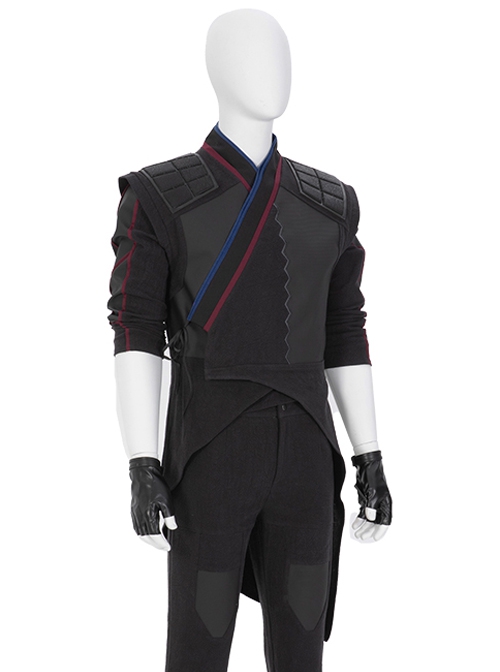 Shang-Chi And The Legend Of The Ten Rings Wen Wu Black Battle Suit Halloween Cosplay Costume Black Sleeveless Outerwear