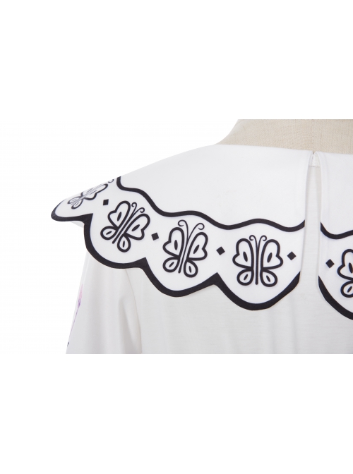 Encanto Mirabel Cute Printing Blue Long Skirt Suit Halloween Cosplay Costume White Top
