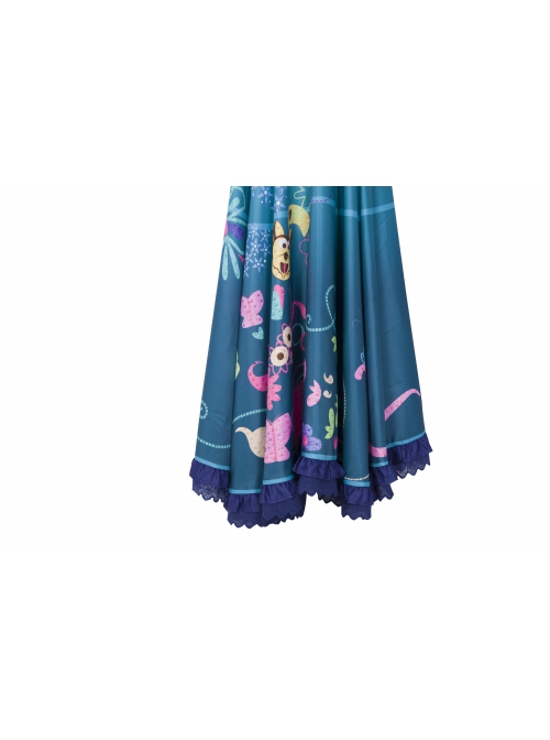 Encanto Mirabel Cute Printing Blue Long Skirt Suit Halloween Cosplay Costume Blue Long Skirt