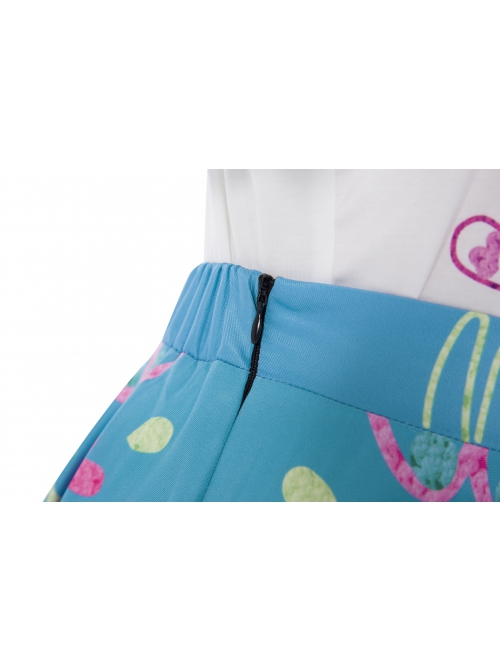 Encanto Mirabel Cute Printing Blue Long Skirt Suit Halloween Cosplay Costume Blue Long Skirt