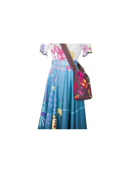 Encanto Mirabel Cute Printing Blue Long Skirt Suit Halloween Cosplay Accessories Brown Printing Shoulder Bag