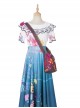 Encanto Mirabel Cute Printing Blue Long Skirt Suit Halloween Cosplay Accessories Brown Printing Shoulder Bag