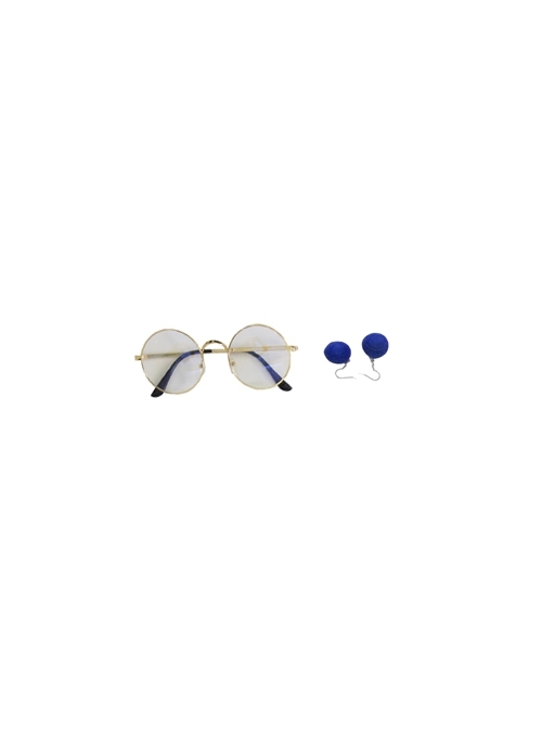 Encanto Mirabel Cute Printing Blue Long Skirt Suit Halloween Cosplay Accessories Glasses And Blue Earrings