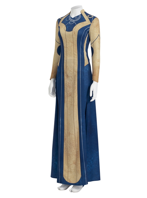 Eternals Ajak Blue Robe Suit Halloween Cosplay Costume Long Top