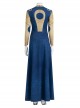 Eternals Ajak Blue Robe Suit Halloween Cosplay Costume Long Top