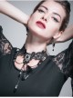 Black Feather Lace Crystal Pendant Gothic Necklace