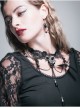 Black Feather Lace Crystal Pendant Gothic Necklace
