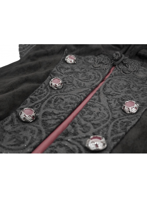 Stand-Up Collar Two-Way Black Gothic Suede Loose Long Waistcoat