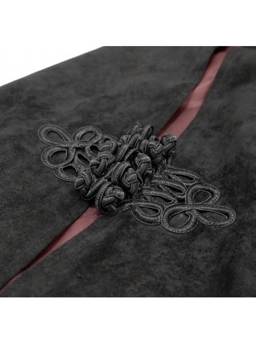 Stand-Up Collar Two-Way Black Gothic Suede Loose Long Waistcoat