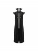 Stand-Up Collar Two-Way Black Gothic Suede Loose Long Waistcoat