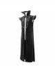 Stand-Up Collar Two-Way Black Gothic Suede Loose Long Waistcoat