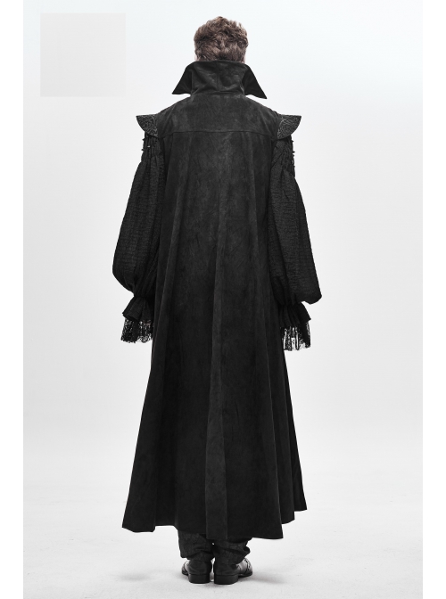 Stand-Up Collar Two-Way Black Gothic Suede Loose Long Waistcoat