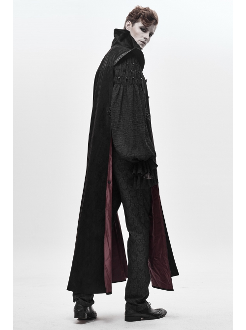 Stand-Up Collar Two-Way Black Gothic Suede Loose Long Waistcoat